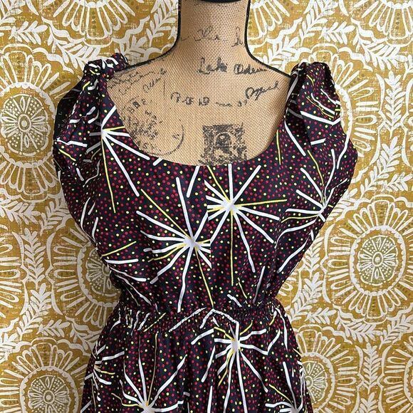 NWOT The OULA Company Abstract Print Cotton Tie Strap Fit&Flare Sundress size L - Picture 8 of 14